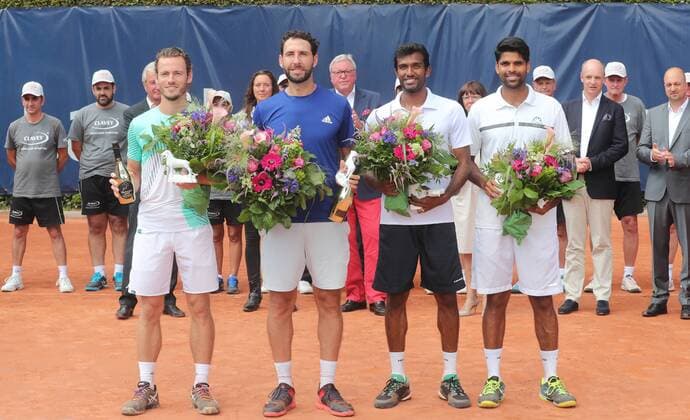 Finale Doppel Siegerehrung Wesley Koolhof (NED), Santiago Gonzalez (MEX), 2. Platz N.Sriam Balaji (IND), Vishnu Vardhan (IND)