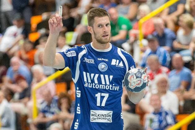 Daniel Fontaine ( 17, Bergischer HC) am Ball mit erhobenem Zeigefinger HSG Gevelsberg-Silschede vs. Bergischer HC, Handball, Testspiel, 14.07.18 Gevelsberg NRW Deutschland Halle Gevelsberg-West