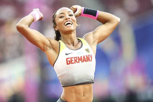 Sport Themen der Woche KW28 Sport Bilder des Tages Athletics World Cup; London, 14.07.2018 Freude bei Jacqueline Otchere (MTG Mannheim) am 29.07.2017 im London Stadium waehrend Tag 1 des Athletics World Cup in London (Great Britain). *** Athletics World Cup London 14 07 2018 Joy at Jacqueline Otchere MTG Mannheim on 29 07 2017 at the London Stadium during Day 1 of the Athletics World Cup in London Great Britain xakx