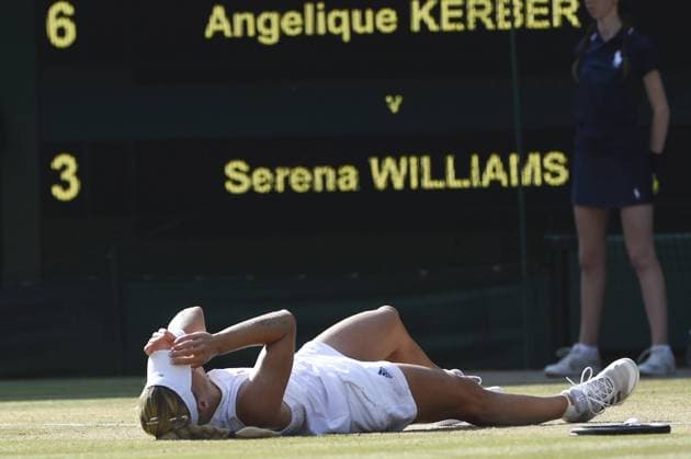 (180715) -- LONDON, July 15, 2018 -- Angelique Kerber of Germany celebrates after winning the final of the Ladies Singles against Serena Williams of the United States at the Wimbledon Championships 2018 in London, Britain, on July 14, 2018. Angelique Kerber won 2-0 to claim the title. ) (SP)BRITAIN-LONDON-TENNIS-WIMBLEDON CHAMPIONSHIPS 2018-DAY 12 StephenxChung 