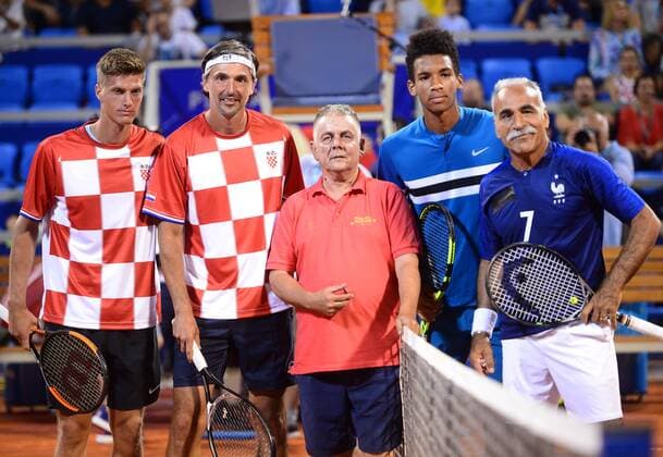 ATP Tennis Herren Umag Exibition match 14.07.2018., Zagreb - 29. Blue Lagoon Croatia Open Umag Tennis Tournament. An Exibition match Between Goran Ivanisevic Nine Serdusic and Mansoura Bahrami and Felix Auger Aliassime  MarkoxPrpic PIXSELL