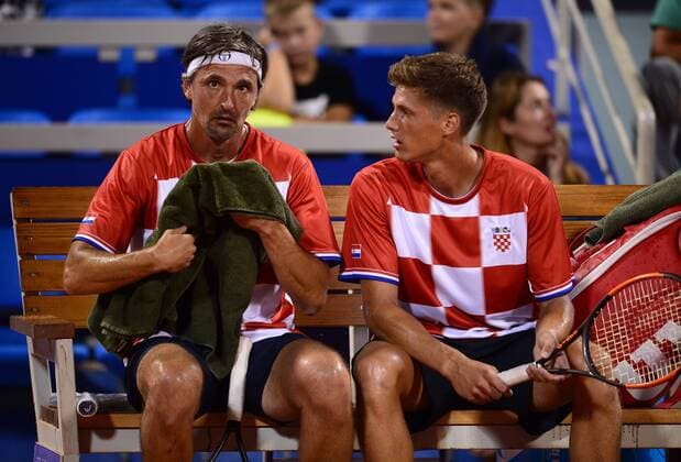 ATP Tennis Herren Umag Exibition match 14.07.2018., Zagreb - 29. Blue Lagoon Croatia Open Umag Tennis Tournament. An Exibition match Between Goran Ivanisevic Nine Serdusic and Mansoura Bahrami and Felix Auger Aliassime. Goran Ivanisevic, Nino Serdarusic  MarkoxPrpic PIXSELL