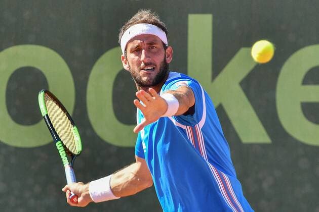 GER, 1. Tennis-Point Bundesliga Herren, Badwerk Gladbacher HTC vs. fläsh TC Weinheim 1902 1 15.07.2018, Badwerk Gladbacher HTC, GER, 1. TP-BL, Badwerk Gladbacher HTC vs. fläsh TC Weinheim 1902 1, im Bild Vanni, Luca ITA beim Vorhandschlag