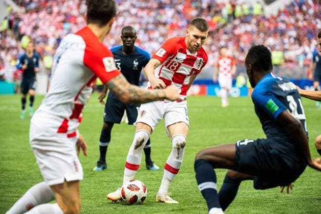 Fußball, WM Finale 2018 in Moskau, Frankreich - Kroatien 180715 Ante Rebic of Croatia in action during the FIFA World Cup WM Weltmeisterschaft Fussball final match between France and Croatia on July 15, 2018 in Moscow. Photo: Petter Arvidson BILDBYRAN kod PA 92087 Copyright: PETTERxARVIDSON BB180715PA039