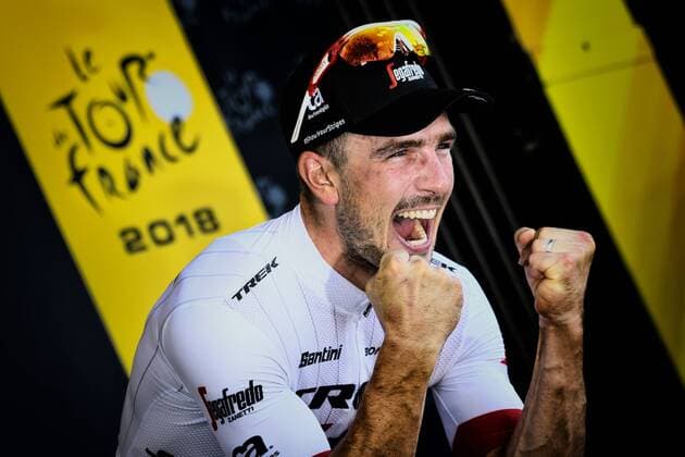 Sport Themen der Woche KW28 Sport Bilder des Tages German John Degenkolb of Trek-Segafredo celebrates on the podium after winning the eighth stage of the 105th edition of the Tour de France cycling race, from Arras Citadelle to Roubaix (156,5 km), in France, Sunday 15 July 2018. This year s Tour de France takes place from July 7th to July 29th. YORICKxJANSENS  x05386789x