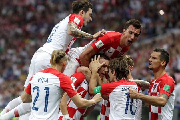 Fußball, WM Finale 2018 in Moskau, Frankreich - Kroatien , Croatian forward Ivan Perisic celebrates his goal during the FIFA World Cup WM Weltmeisterschaft Fussball 2018 final soccer match between France and Croatia, at Luzhniki Stadium in Moscu, Russia, 15 July 2018. FRANCE VS. CROATIA !ACHTUNG: NUR REDAKTIONELLE NUTZUNG!  Copyright: xSebastiaoxMoreirax FWC64-187 20180715-636672733785308788