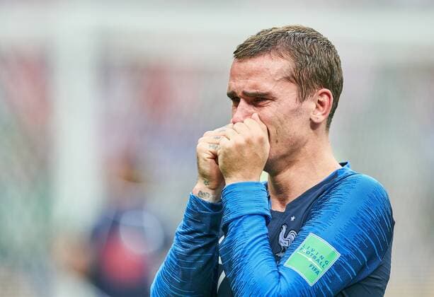 Fußball, WM Finale 2018 in Moskau, Frankreich - Kroatien France - Croatia, Soccer, Moscow, July 15, 2018 Antoine GRIEZMANN, FRA 7 celebrate with tears FRANCE - CROATIA 4-2 Football FIFA World Cup WM Weltmeisterschaft Fussball 2018 RUSSIA, Final, Season 2018 2019, July 15, 2018 in Luzhniki Stadium Moscow, Russia. Photo: MAGICS Peter Schatz