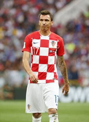 Fußball, WM Finale 2018 in Moskau, Frankreich - Kroatien Mario Mandzukic Aktion Oberkoerper Oberkörper Mimik Fußball Fussball FIFA WM Weltmeisterschaft Russland Russia 2018 Finale Saison 2017 2018 15.07.2018 Frankreich FRA vs. Kroatien CRO