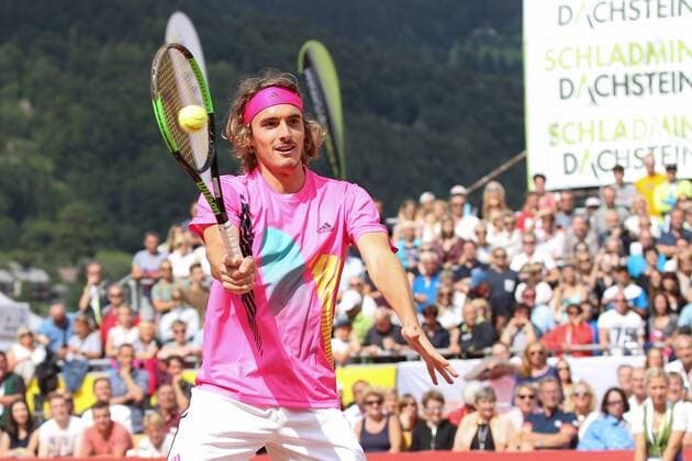 TENNIS - Club Challenge, Thiem vs Tsitsipas WOERSCHACH,AUSTRIA,16.JUL.18 - TENNIS - Adidas Club Challenge, Dominic Thiem vs Stefano Tsitsipas. Image shows Stefanos Tsitsipas (GRE). GEPAxpictures xChristianxWalgram