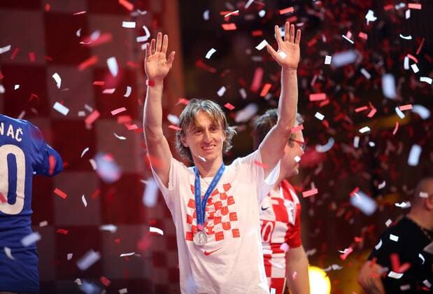 Sport Themen der Woche KW29 Sport Bilder des Tages WM 2018, Kroatiens Nationalmannschaft wird in Zagreb empfangen Ceremonial reception for Vatreni at Ban Josip Jelacic Square 16.07.2018., Croatia, Zagreb - Ceremonial reception for Vatreni at Ban Josip Jelacic Square. Croatian national football team won second place at the 2018 World Cup in Russia. Luka Modric  PetarxGlebov PIXSELL