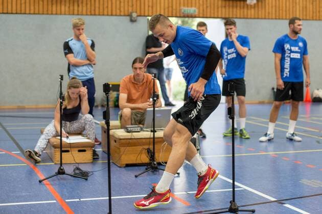 Maciej Majdzinski ( 14, Bergischer HC) beim Leistungstest Leistungsdiagnostik Bergischer HC Tag 2, Handball, DKB Handball Bundesliga, 17.07.18 Solingen NRW Deutschland Sporthalle Heiligenstock