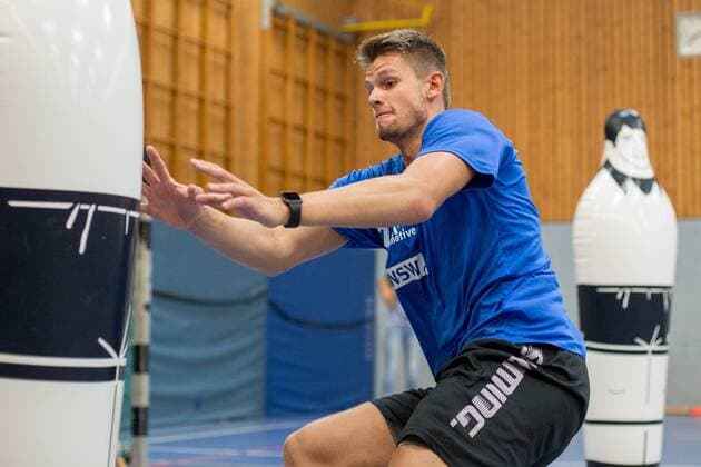 Christopher Rudeck ( 16, TW, Bergischer HC) beim Leistungstest Leistungsdiagnostik Bergischer HC Tag 2, Handball, DKB Handball Bundesliga, 17.07.18 Solingen NRW Deutschland Sporthalle Heiligenstock