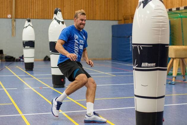 Max Darj ( 5, Bergischer HC) beim Leistungstest Leistungsdiagnostik Bergischer HC Tag 2, Handball, DKB Handball Bundesliga, 17.07.18 Solingen NRW Deutschland Sporthalle Heiligenstock