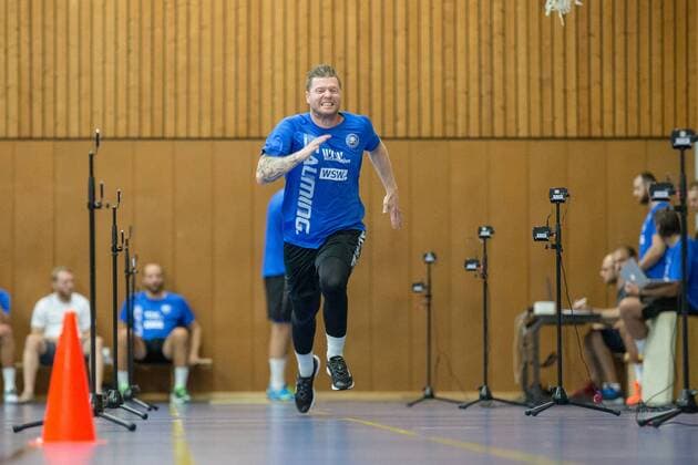 Arnor Thor Gunnarsson ( 11, Bergischer HC) beim Sprinttest Leistungsdiagnostik Bergischer HC Tag 2, Handball, DKB Handball Bundesliga, 17.07.18 Solingen NRW Deutschland Sporthalle Heiligenstock