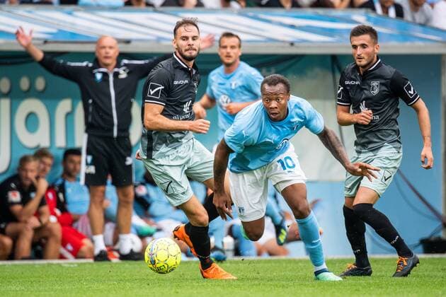 180717 of Malmö FF Carlos Strandberg in action during the UEFA Champions League qualifying match between Malmö FF and Drita on July 17, 2018 in Malmö. Photo: Ludvig Thunman BILDBYRAN kod LT 35506 Copyright: LUDVIGxTHUNMAN BB180717LT027