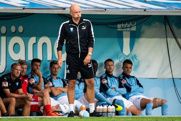 180717 Head coach Uwe Rösler of Malmö FF looks dejected during the UEFA Champions League qualifying match between Malmö FF and Drita on July 17, 2018 in Malmö. Photo: Ludvig Thunman BILDBYRAN kod LT 35506 Copyright: LUDVIGxTHUNMAN BB180717LT032