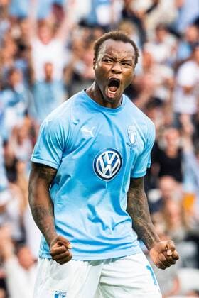 Sport Bilder des Tages 180717 Carlos Strandberg of Malmö FF celebrates after 1-0 during the UEFA Champions League qualifying match between Malmö FF and Drita on July 17, 2018 in Malmö. Photo: Ludvig Thunman BILDBYRAN kod LT 35506 Copyright: LUDVIGxTHUNMAN BB180717LT044
