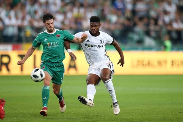 WARSZAWA 17.07.2018 REWANZOWY MECZ I RUNDA ELIMINACYJNA LIGA MISTRZOW SEZON 2018 19 --- UEFA CHAMPIONS LEAGUE SECOND LEG FIRST QUALIFYING ROUND MATCH IN WARSAW: LEGIA WARSZAWA - CORK CITY FC JIMMY KEOHANE WILLIAM REMY FOT. PIOTR KUCZA FOTOPYK NEWSPIX.PL --- Newspix.pl  180717PYK0015