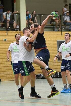 Christian Rau (SG H2Ku Herrenberg) bei einem Angriff, Testspiel HC Oppenweiler Backnang vs. SG H2Ku Herrenberg, Handball, 19.07.2018, Testspiel HC Oppenweiler Backnang vs. SG H2Ku Herrenberg, Handball, 19.07.2018 Oppenweiler Copyright: xEIBNER Florian_Schustx EP_SCHUST