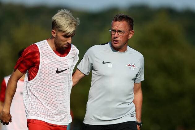 20.07.2018, xtgx, Fussball Testspiel, FC Grimma - RB Leipzig emspor, v.l. Kevin Kampl (Leipzig, 44), Ralf Rangnick (Leipzig Trainer) Grimma
