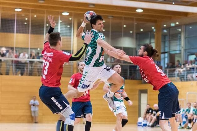 Valentin Schmidt (SG BBM Bietigheim 13), Nemanja Zelenovic (Frisch Auf Goeppingen 42), Patrick Weber (SG BBM Bietigheim 42), FRISCH AUF! Goeppingen vs. SG BBM Bietigheim , Reichstadt-Pokal 2018, Handballl, DKB, Herren, 1.Bundesliga, Saison 18 19, GER, 20.07.2018, FRISCH AUF! Goeppingen vs. SG BBM Bietigheim , Reichstadt-Pokal 2018, Handballl, DKB, Herren, 1.Bundesliga, Saison 18 19, GER, 20.07.2018 Leinfelden-Echterdingen Copyright: xEIBNER WolfgangxFrankx EP_WFK