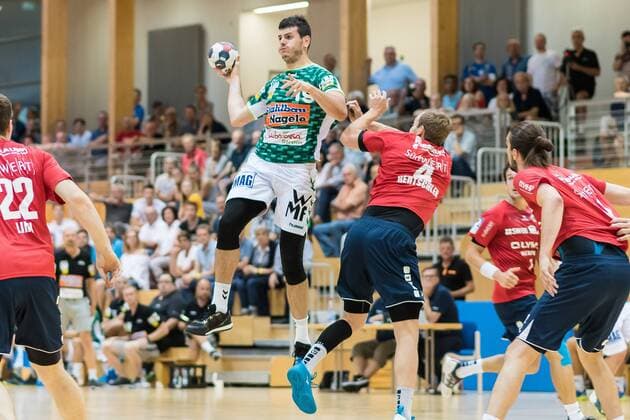 Ivan Sliskovic (Frisch Auf Goeppinen 19, Patrick Rentschler (SG BBM Bietigheim 04), FRISCH AUF! Goeppingen vs. SG BBM Bietigheim , Reichstadt-Pokal 2018, Handballl, DKB, Herren, 1.Bundesliga, Saison 18 19, GER, 20.07.2018, FRISCH AUF! Goeppingen vs. SG BBM Bietigheim , Reichstadt-Pokal 2018, Handballl, DKB, Herren, 1.Bundesliga, Saison 18 19, GER, 20.07.2018 Leinfelden-Echterdingen Copyright: xEIBNER WolfgangxFrankx EP_WFK