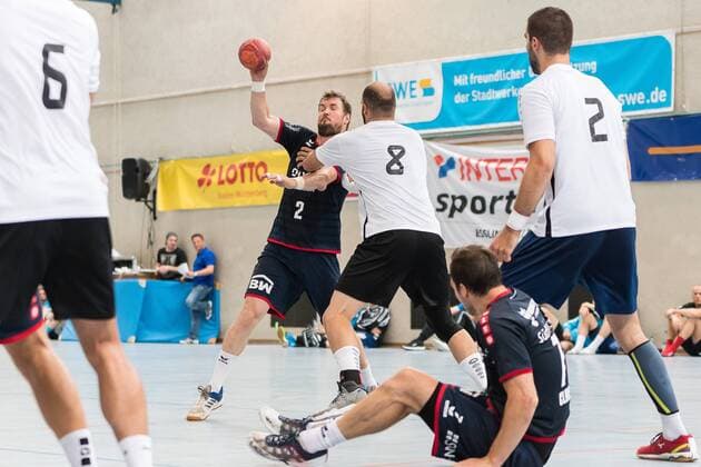 Robin Haller (SG BBM Bietigheim 02), Sipos Adrian (Tatabanya KC 08),SG BBM Bietigheim vs. Tatabanya KC , 53. Esslinger Marktplatzturnier, Reichstadt-Pokal 2018, Handballl, DKB, Herren, 1.Bundesliga, Saison 18 19, GER, 21.07.2018, SG BBM Bietigheim vs. Tatabanya KC , 53. Esslinger Marktplatzturnier, Reichstadt-Pokal 2018, Handballl, DKB, Herren, 1.Bundesliga, Saison 18 19, GER, 21.07.2018 Esslingen Copyright: xEIBNER WolfgangxFrankx EP_WFK