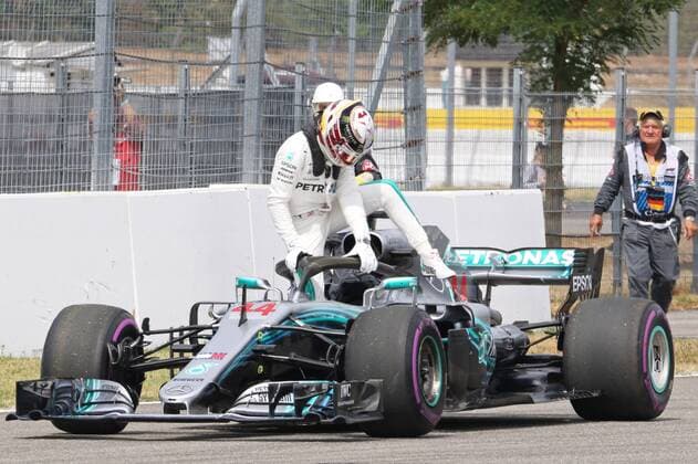 xekx 20.07.- 22.07.2018, FIA Formula 1 Championship, Formula 1, Grand Prix Germany 2018 Im Bild: Ausfall Lewis Hamilton (GB 44), Mercedes AMG Petronas Motorsport im Qualifying Hockenheim Germany