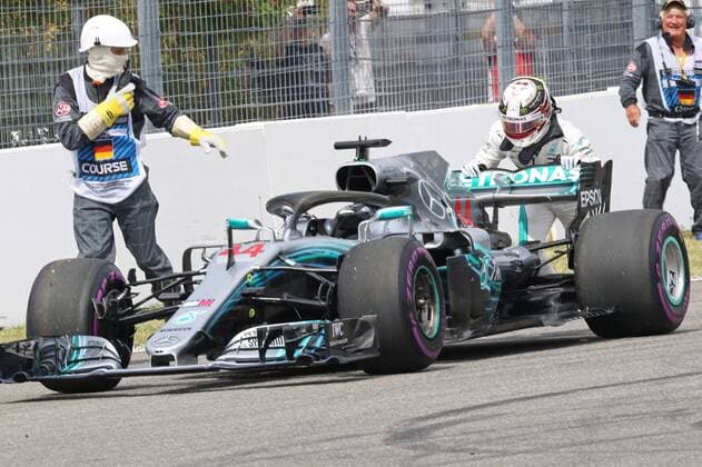 xekx 20.07.- 22.07.2018, FIA Formula 1 Championship, Formula 1, Grand Prix Germany 2018 Im Bild: Ausfall Lewis Hamilton (GB 44), Mercedes AMG Petronas Motorsport im Qualifying Hockenheim Germany