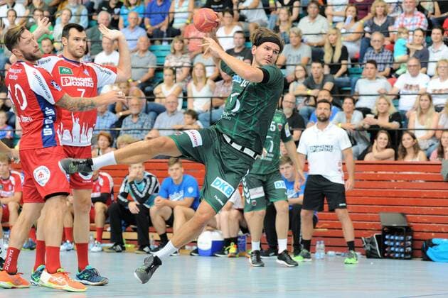 Erik Schmidt (Fuechse Berlin 28) Handball,Maenner,Vorbereitungsturnier,Esslinger Markplatzturniers,Finale,21.07.2018, Foto:TBaur Eibner Fuechse Berlin vs. TBV Lemgo Esslingen Copyright: xEIBNER TobiasxBaurx EP_TBR