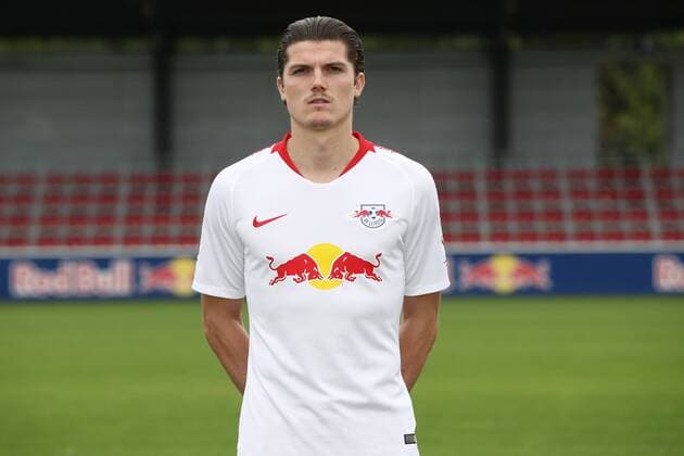 RB Leipzig Fussball Saison 2018-19 Marcel Sabitzer; RasenBallsport Leipzig , Fussball, 1. Bundesliga, Porträttermin 2018 2019 , Leipzig, 21.07.2018. ,