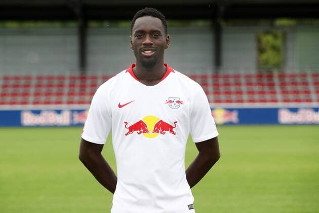 RB Leipzig Fussball Saison 2018-19 Jean-Kevin Augustin; RasenBallsport Leipzig , Fussball, 1. Bundesliga, Porträttermin 2018 2019 , Leipzig, 21.07.2018. ,