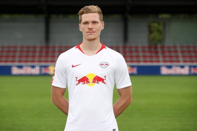 RB Leipzig Fussball Saison 2018-19 Marcel Halstenberg; RasenBallsport Leipzig , Fussball, 1. Bundesliga, Porträttermin 2018 2019 , Leipzig, 21.07.2018. ,