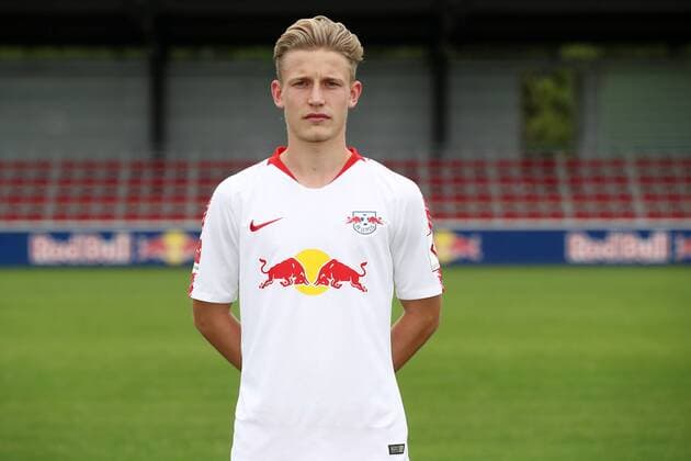 RB Leipzig Fussball Saison 2018-19 Max Winter; RasenBallsport Leipzig , Fussball, 1. Bundesliga, Porträttermin 2018 2019 , Leipzig, 21.07.2018. ,