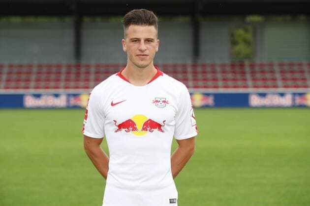 RB Leipzig Fussball Saison 2018-19 Diego Demme; RasenBallsport Leipzig , Fussball, 1. Bundesliga, Porträttermin 2018 2019 , Leipzig, 21.07.2018. ,