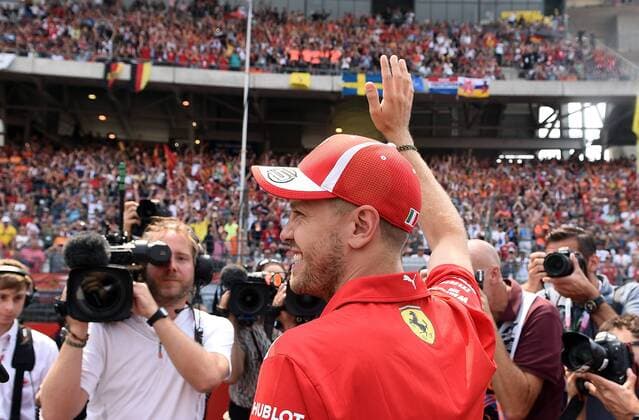 22.07.2018, xpsx, Formel 1 FIA , Grand Prix von Deutschland Rennen 2018 emspor, v.l. Fahrerparade Sebastian Vettel (Ferrari Scuderia Ferrari) Hockenheim