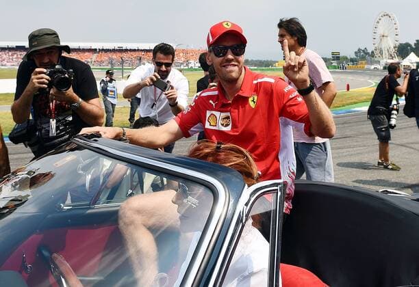 22.07.2018, xpsx, Formel 1 FIA , Grand Prix von Deutschland Rennen 2018 emspor, v.l. Fahrerparade Sebastian Vettel (Ferrari Scuderia Ferrari) Hockenheim