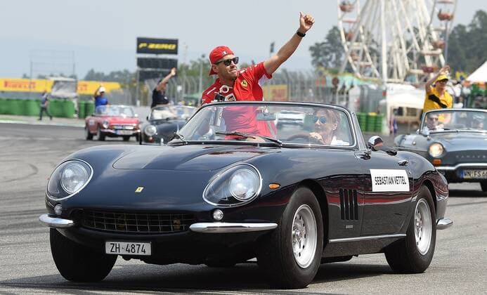 22.07.2018, xpsx, Formel 1 FIA , Grand Prix von Deutschland Rennen 2018 emspor, v.l. Sebastian Vettel (Ferrari Scuderia Ferrari) Fahrerparade Hockenheim