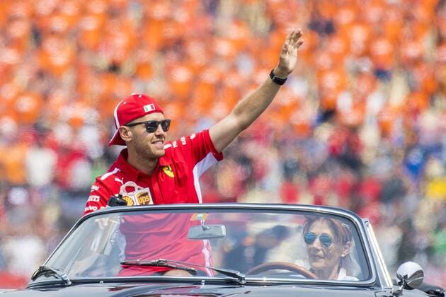 Motorsport: Formel 1, Saison 2018 2019, Rennen am Sonntag, 22.07.2018, am Hockenheimring in Hockenheim (Deutschland). Sebastian Vettel (Scuderia Ferrari) winkt den Fans zu. Copyright: xInderliedx