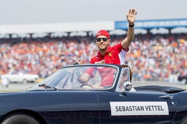 Motorsport: Formel 1, Saison 2018 2019, Rennen am Sonntag, 22.07.2018, am Hockenheimring in Hockenheim (Deutschland). Sebastian Vettel (Scuderia Ferrari) winkt den Fans zu. Copyright: xInderliedx