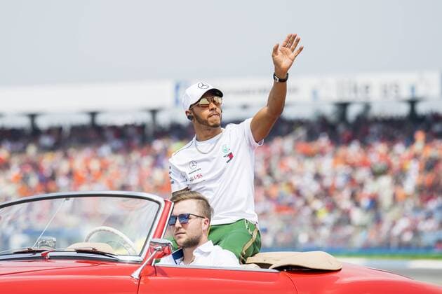 Motorsport: Formel 1, Saison 2018 2019, Rennen am Sonntag, 22.07.2018, am Hockenheimring in Hockenheim (Deutschland). Lewis Hamilton (Mercedes AMG Petronas) winkt den Fans zu. Copyright: xInderliedx