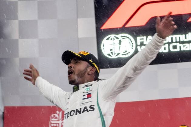Motorsport: Formel 1, Saison 2018 2019, Rennen am Sonntag, 22.07.2018, am Hockenheimring in Hockenheim (Deutschland). Lewis Hamilton (Mercedes AMG Petronas) jubelt auf dem Siegerpodest. Copyright: xInderliedx