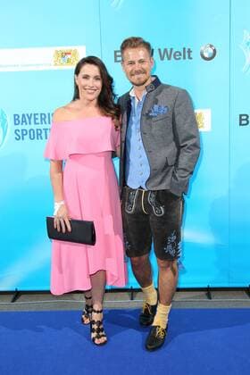 Joerg Koch (Sky) und Birgit Noessing (Sky), Bayerischer Sportpreis 2018 in der BMW Welt in Muenchen am 21.07.2018