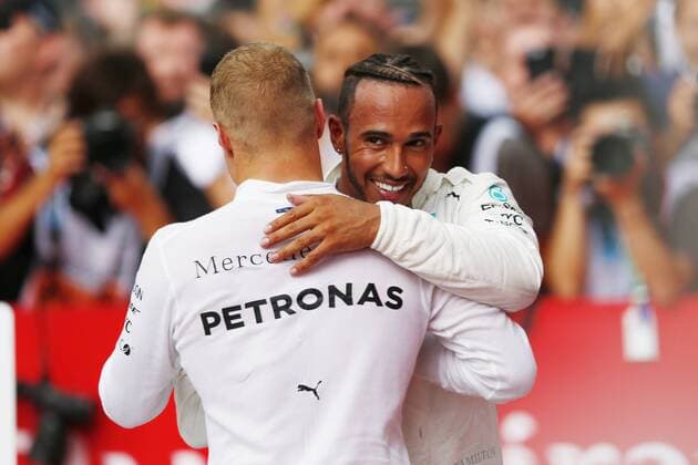 Motorsports: FIA Formula One World Championship WM Weltmeisterschaft 2018, Grand Prix of Germany, 77 Valtteri Bottas (FIN, Mercedes AMG Petronas Motorsport), 44 Lewis Hamilton (GBR, Mercedes AMG Petronas Motorsport), Hockenheim Germany