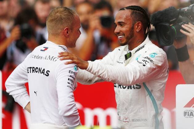 Motorsports: FIA Formula One World Championship WM Weltmeisterschaft 2018, Grand Prix of Germany, 77 Valtteri Bottas (FIN, Mercedes AMG Petronas Motorsport), 44 Lewis Hamilton (GBR, Mercedes AMG Petronas Motorsport), Hockenheim Germany