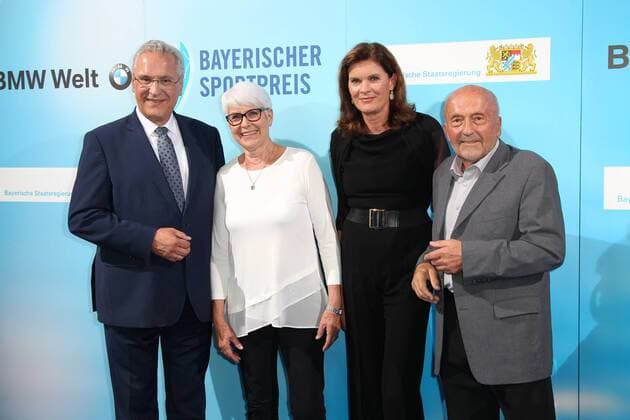 Joachim Herrmann, Heide Ecker-Rosendahl, Ulrike Nasse-Meyfarth, Klaus Wolfermann, Bayerischer Sportpreis 2018 in der BMW Welt in Muenchen am 21.07.2018