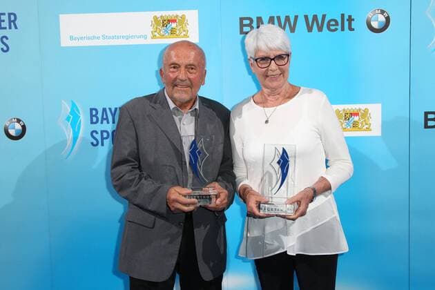 Klaus Wolfermann, Heide Ecker-Rosendahl, Bayerischer Sportpreis 2018 in der BMW Welt in Muenchen am 21.07.2018