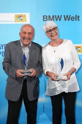 Klaus Wolfermann, Heide Ecker-Rosendahl, Bayerischer Sportpreis 2018 in der BMW Welt in Muenchen am 21.07.2018