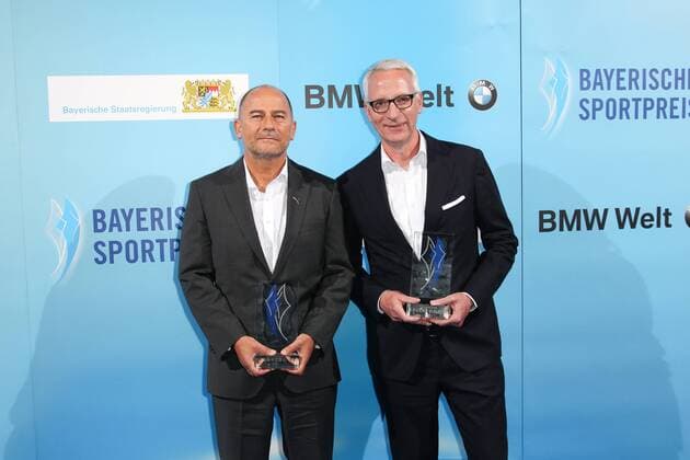 Michael Laemmermann und Roland Auschel, Bayerischer Sportpreis 2018 in der BMW Welt in Muenchen am 21.07.2018