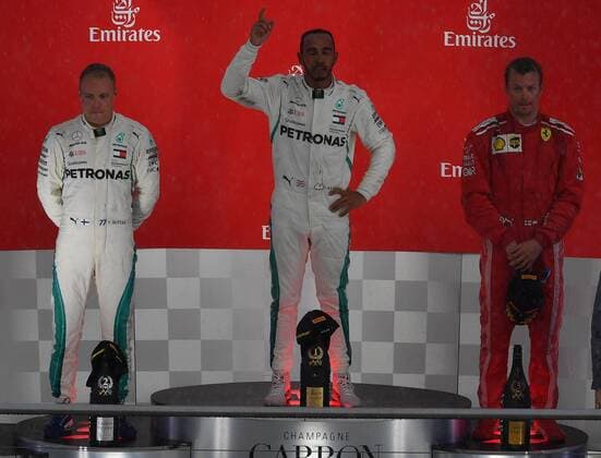 Lewis Hamilton; Valtteri Bottas; Mercedes Grand Prix, Kimi Raiikkoenen, Scuderia Ferrari, formula 1 GP, Germany in Hockenheim, 22.07.2018 Photo:mspb Jerry Andre Podium, Lewis Hamilton; Valtteri Bottas; Mercedes Grand Prix, Kimi Raikkoenen, formula 1 GP, Germany 2018